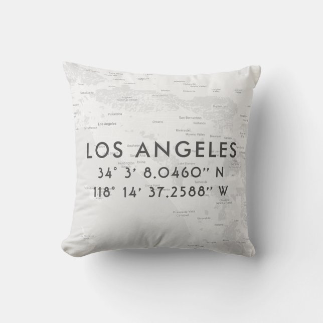 Almofada Mapa Personalizado de Los Angeles | Cinzas e branc (Frente)