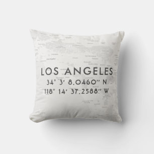 Almofada Mapa Personalizado de Los Angeles Cinzas e branca