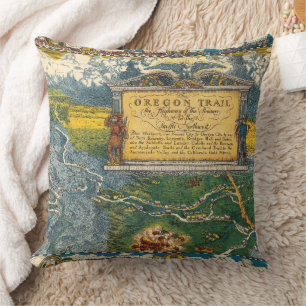 Almofada Mapa Restaurado do Vintage 1932 Oregon Trail
