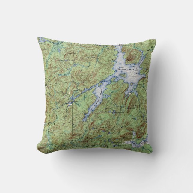 Almofada Mapa topográfico de New York do lago cranberry do (Frente)