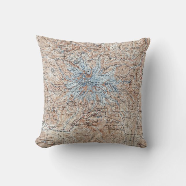Almofada Mapa topográfico Washington do Monte Rainier do (Frente)
