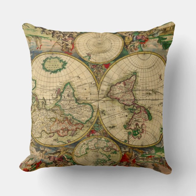 Almofada Mapas antigos do mundo vintage Mapas antigos (Frente)