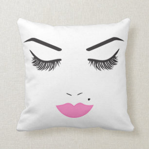 Almofada Maquiagem Facial Cílios & Lábios Rosas Chic