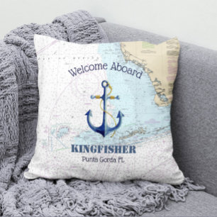 Almofada Mar do Golfo FL Boat Name Anchor Welcome