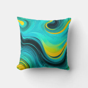 Almofada "Marbella" Blue Yellow Swirings Waves