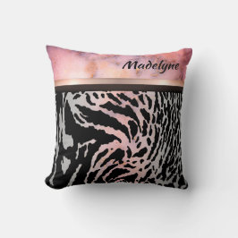 Almofada Marble Pink Chic Tiger Safari Impressão Personaliz
