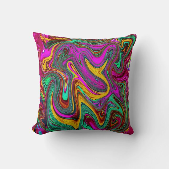 Almofada Marbled Hot Pink and Sea Foam Green Abstract Art (Frente)