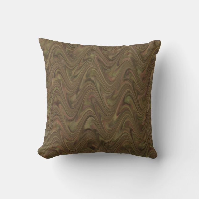 Almofada Marbling Brown Green Pattern (Frente)