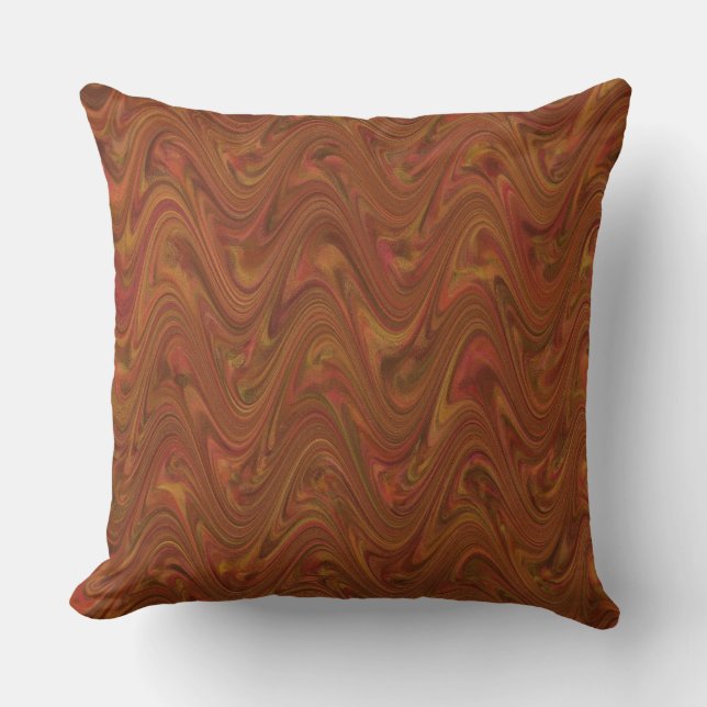 Almofada Marbling Brown Orange Green Pattern (Frente)