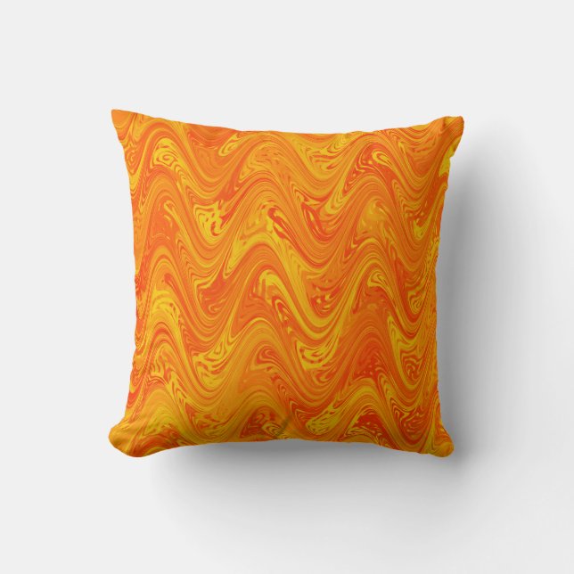 Almofada Marbling Orange Yellow Red Pattern (Frente)