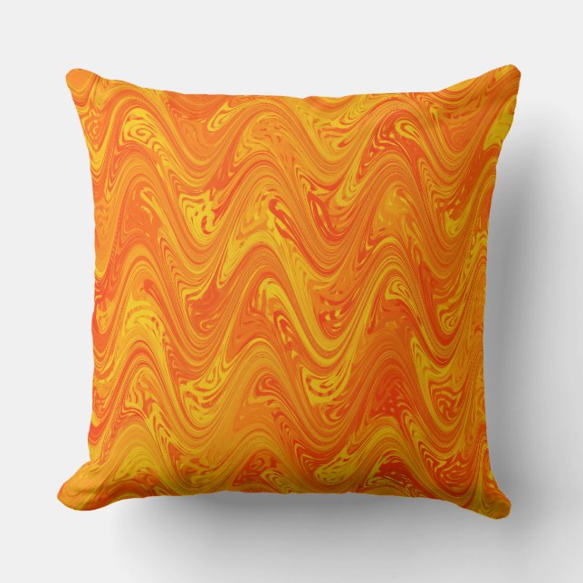 Almofada Marbling Orange Yellow Red Pattern (Frente)