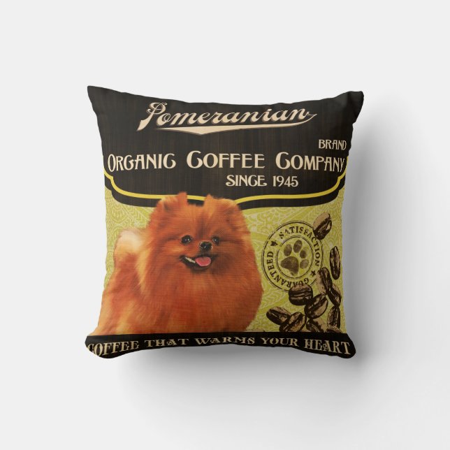 Almofada Marca de Pomeranian - Orgânico Café Empresa (Frente)