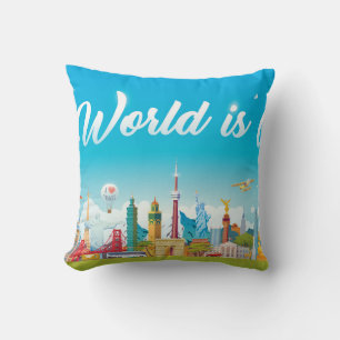 Almofada Marcas do Mundo: Conjunto de Vintagens de Viagem