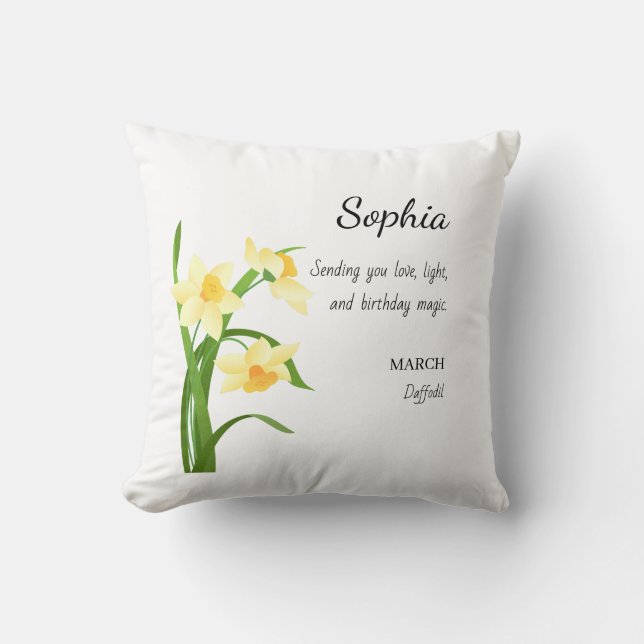 Almofada March Daffodil Aniversário Personalizado (Frente)