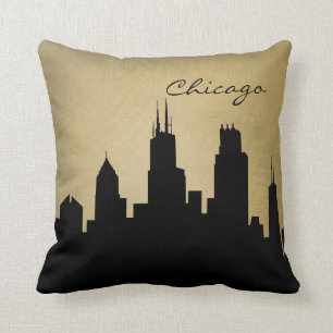 Almofada Marco da skyline de Chicago do Grunge