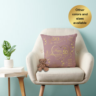 Almofada Marco Personalizado de 50º Aniversário de Casament