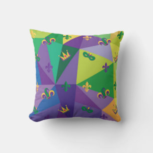 Almofada Mardi Gras Carnaval de Harlequin Fleur de Lis Diam