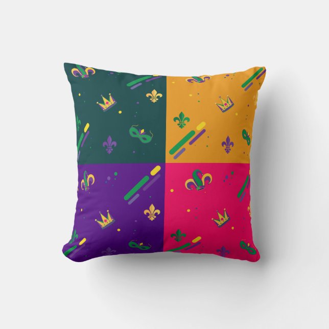 Almofada Mardi Gras Carnaval de Harlequin Fleur de Lis Diam (Frente)