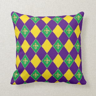 Almofada Mardi Gras Carnaval Festivo Fleur de Lis Diamond