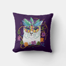 Almofada Mardi Gras Cat, Mardi Gras Engraçado