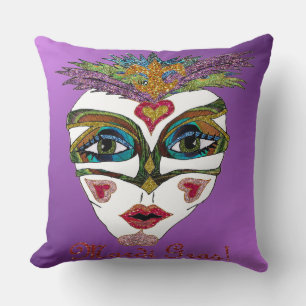 Almofada Mardi Gras Glitter Feather Roxo