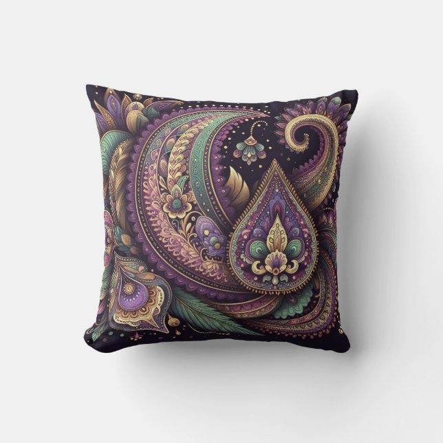 Almofada Mardi Gras paisley Fleur-de-lis (Frente)