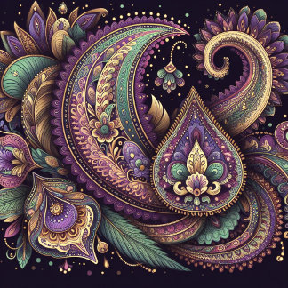 Almofada Mardi Gras paisley Fleur-de-lis