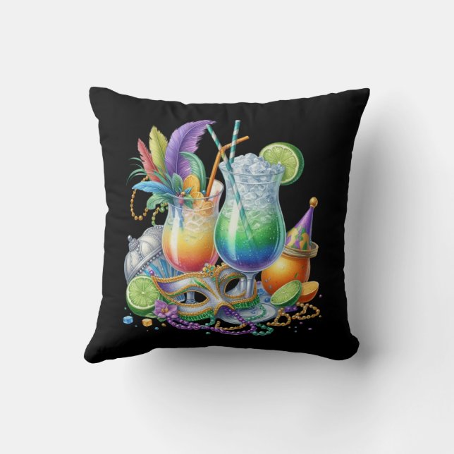 Almofada Mardi Gras Throw Pillow (Verso)
