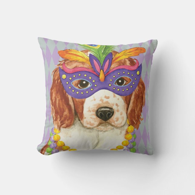 Almofada Mardi Gras Welsh Springer Spaniel (Frente)
