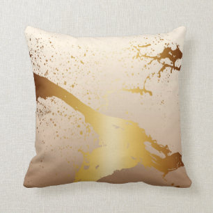 Almofada Marfim do taupe do ouro do Splatter da pintura