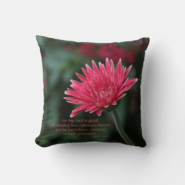 Almofada Margarida cor-de-rosa do Gerbera no verde com (Frente)