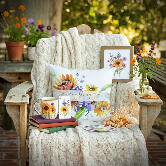 Almofada Margaridas aquarela personalizadas  (Criador carregado)