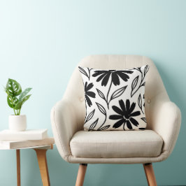 Almofada Margaridas de Tinta Preta Boho