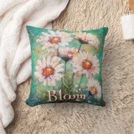 Almofada Margaridas Floral Impressionista Azul Personalizad