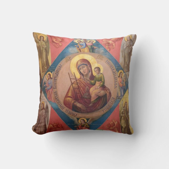 Almofada Maria, Jesus e Anjos (Frente)