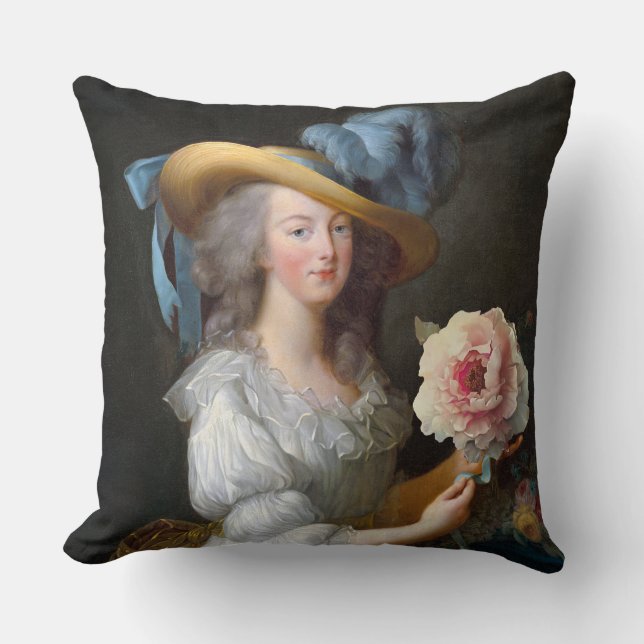 Almofada Marie Antoinette com uma peônia rosa (Frente)