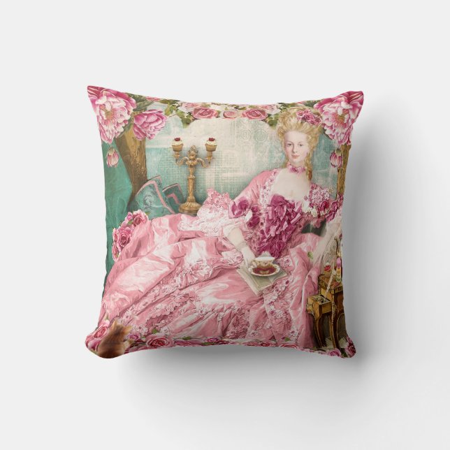 Almofada Marie Antoinette green Floral Pillow クッション (Frente)