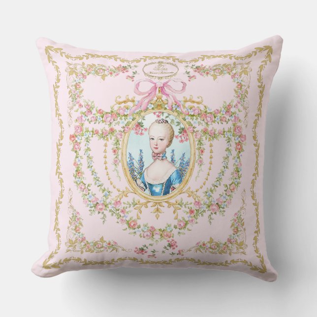 Almofada Marie Antoinette pink rose frame pillow (Frente)