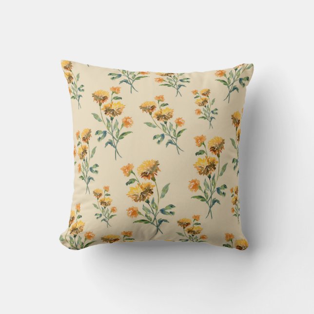 Almofada Marigold Watercolor Travesseiro decorativo (Frente)