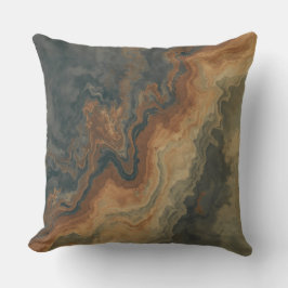 Almofada Marinho Azul, Abstrato Laranja Queimado