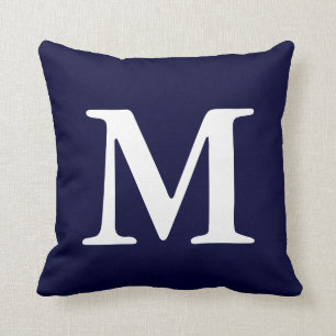 Almofada Marinho Azul Branco Monograma Travesseiro decorati