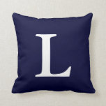 Almofada Marinho Azul Branco Monograma Travesseiro decorati<br><div class="desc">Marinho Azul Branco Monograma Travesseiro decorativo L Monograma</div>