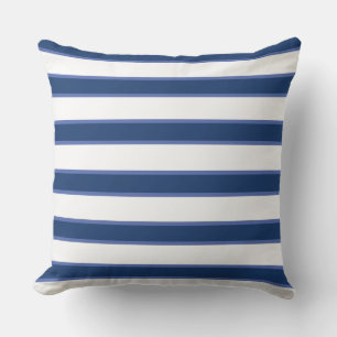 Almofada Marinho Azul - Branco - Tiras Modernas Náuticas