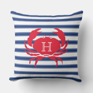 Almofada Marinho Azul, Caranguejo Vermelho Branco, Barra Mo