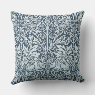 Almofada Marinho Azul Coelho Branco William Morris Travesse