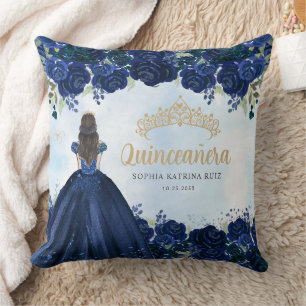 Almofada Marinho azul Dourada Princesa Tiara Quinceanera
