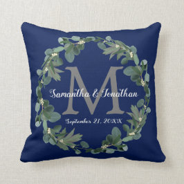Almofada Marinho Azul Eucalyptus Monograma Keepsait Casado
