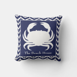 Almofada Marinho Blue Crab Herringbone Personaliza Náutico