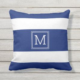Almofada Marinho Blue e White Stripes Simples Monograma Per