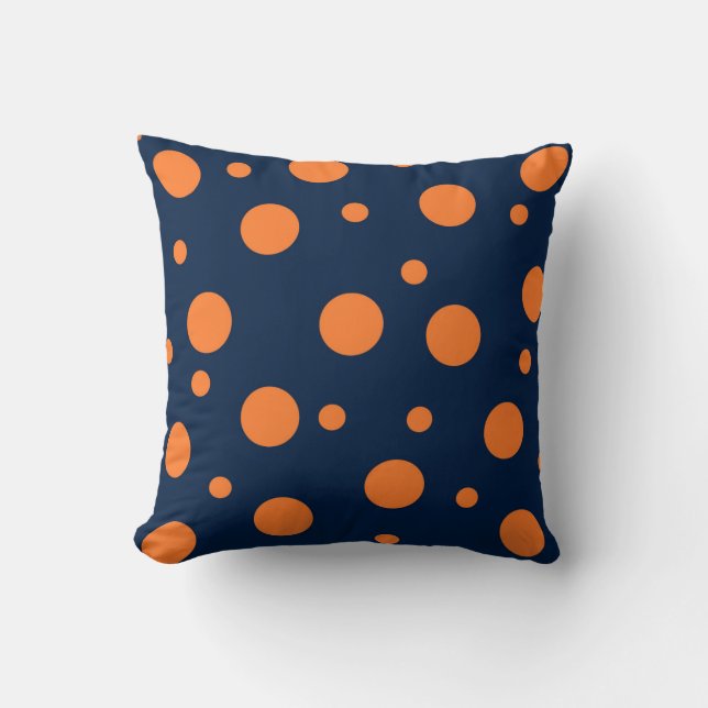 Almofada Marinho  Blue Orange Dots Abstrato (Frente)